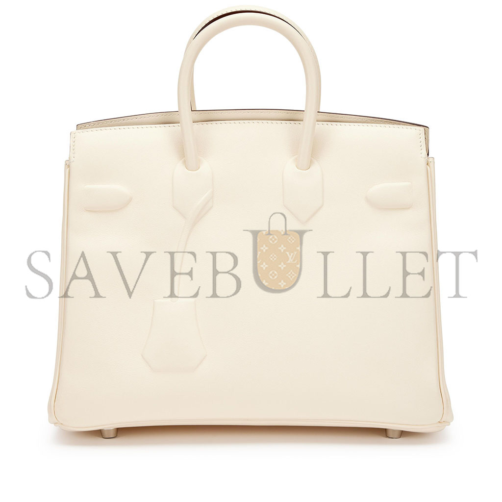 HERMÈS MASTER BIRKIN 25 SHADOW SWIFT LEATHER PHANTOM WHITE BAG H082629CK72 (25*20*13cm)